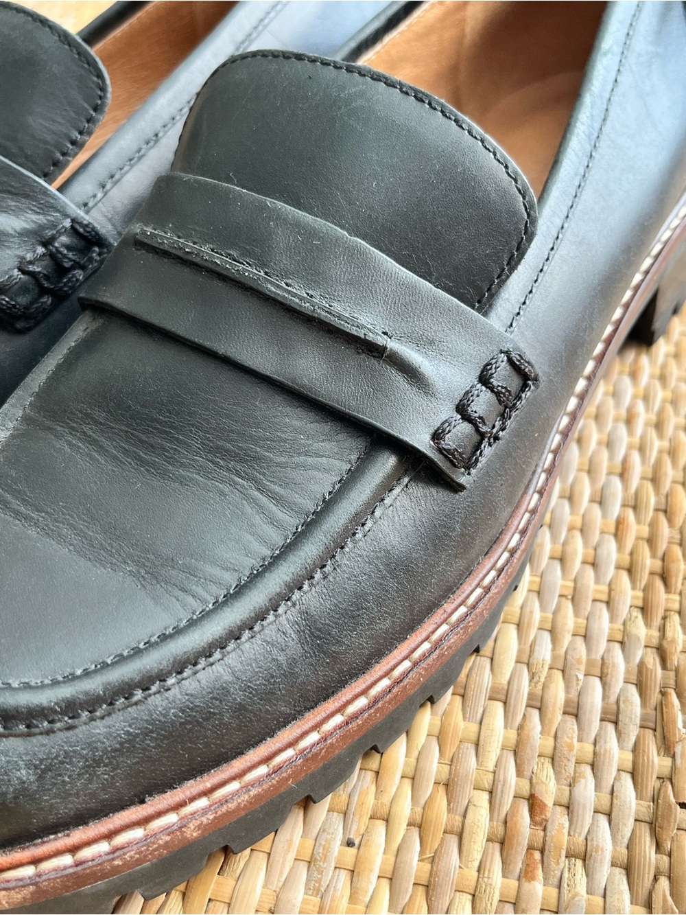 Madewell Black Leather Lugsole Penny Loafers - Size 7 - Picture 7 of 11